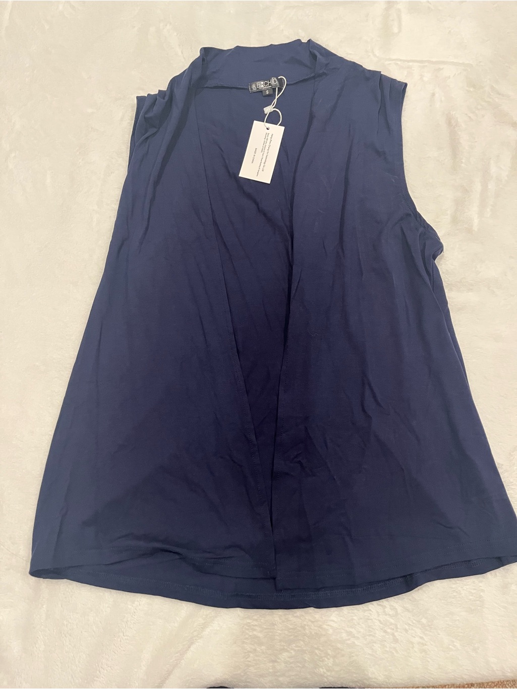 Nwt Exchic Navy Blue Sleeveless Open Front Cardigan Vest - Size S